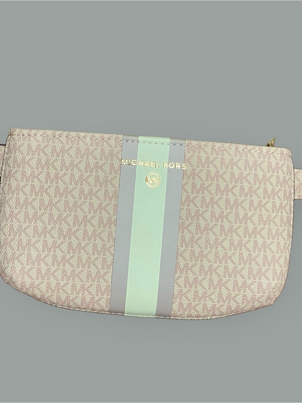 MICHAEL KORS Ballet Pink & Cream Signature Logo Center Stripe Belt Bag -M 29-32” - Picture 10 of 12